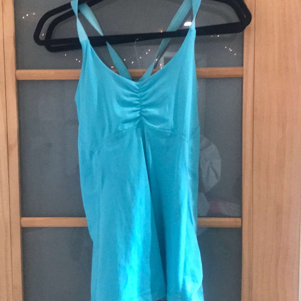 Blue adidas racer back sports top